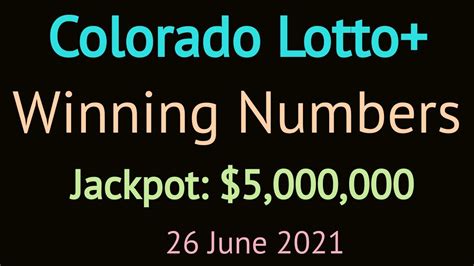 A multiplier number is generated at random, from two, three, four, or five. . Colorado lottery winning numbers